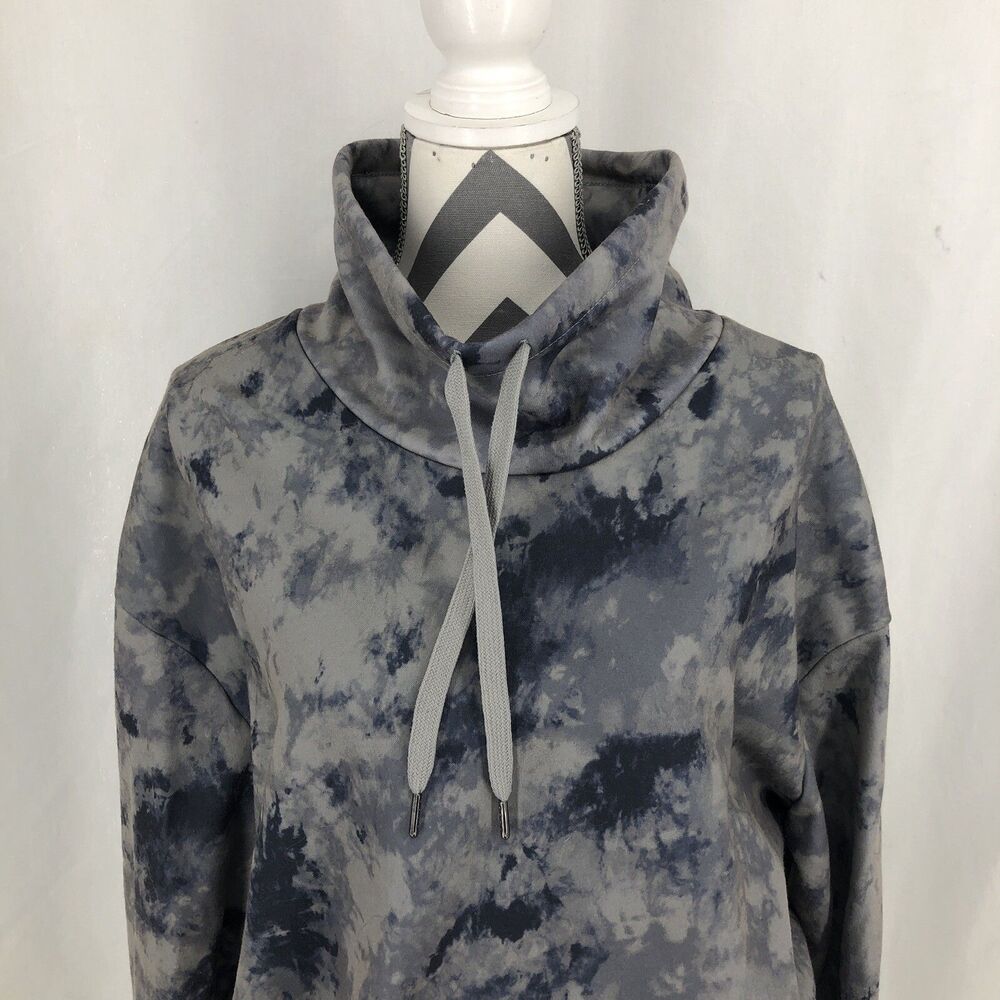 Lucy Blue Gray Abstract Camo Long Sleeve Fleece Sweatshirt 2XL 23” Pit To Pit